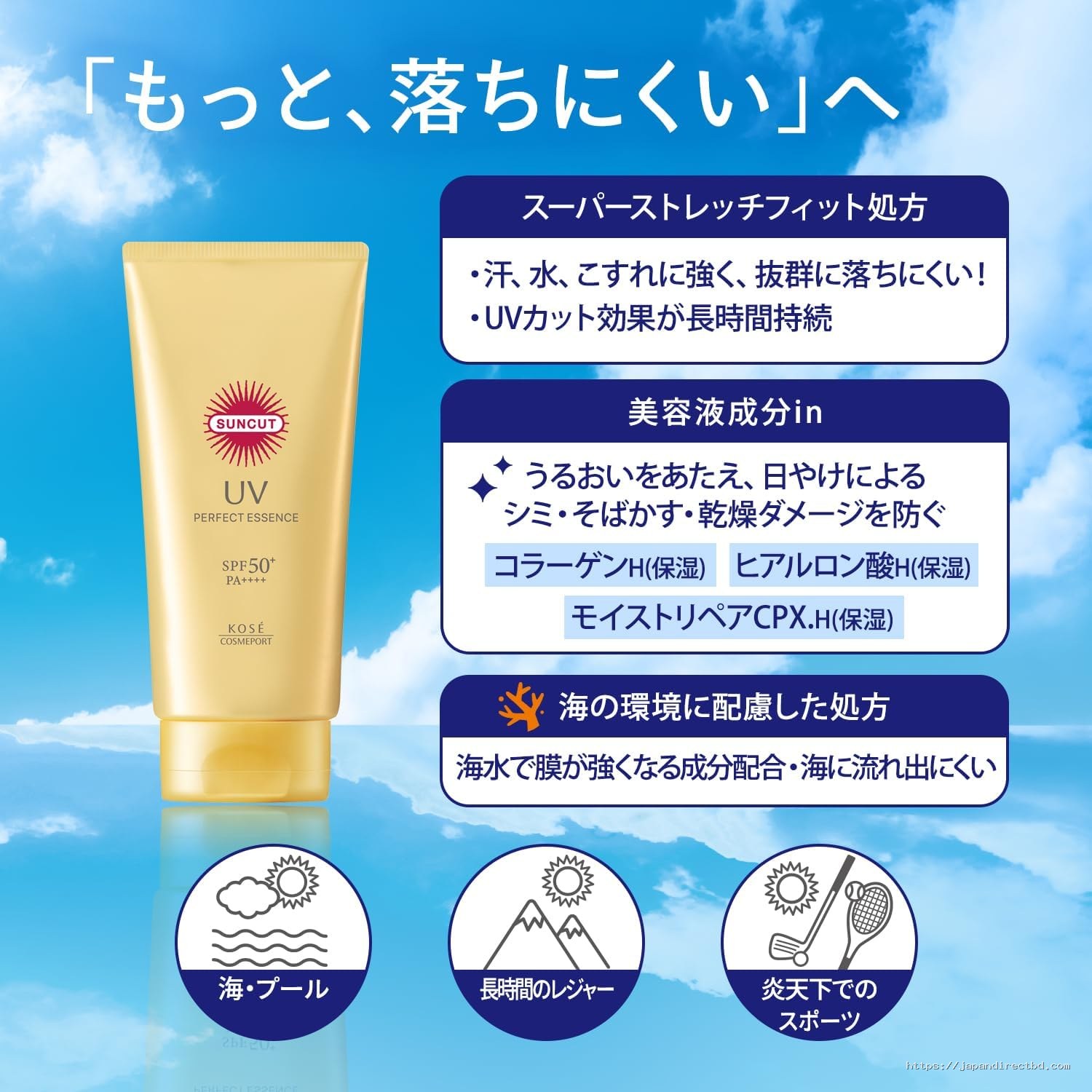 Kose SUNCUT Perfect UV Essence SPF50+ PA++++ 80g - Image 2