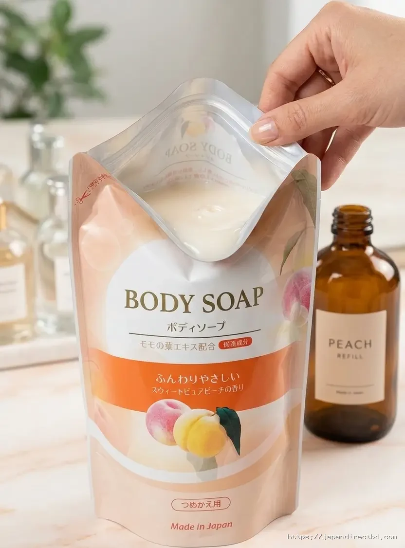 Body Soap Soft & Gentle Sweet Pure Peach Scent Refill Pack 350ml